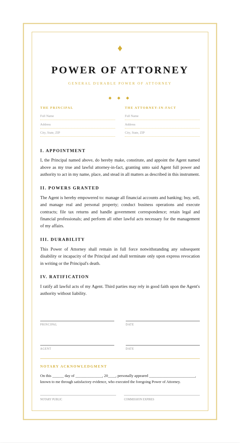 Ceremonial Formal Power of Attorney
